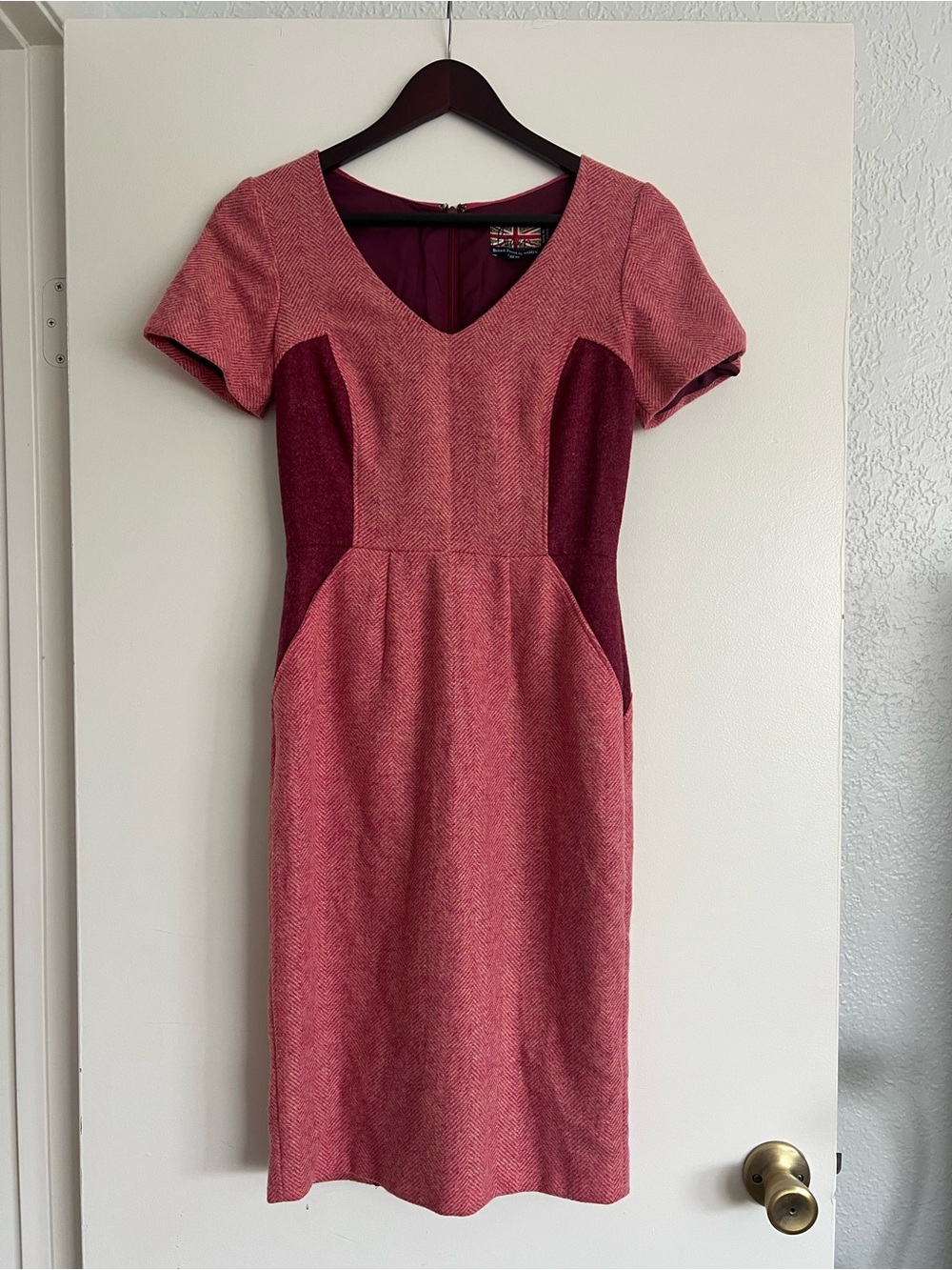 Boden Rose-Pink Midi Tweed Sheath Dress - Picture 5 of 5